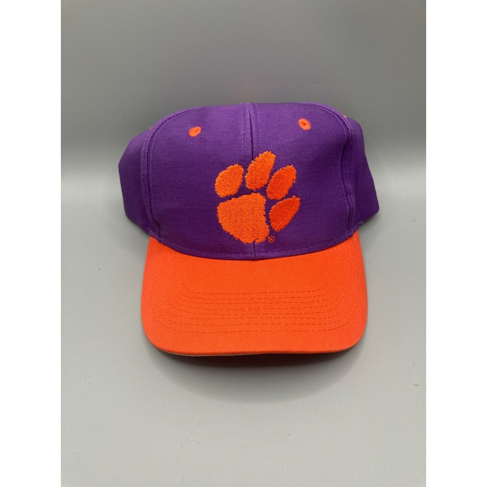 Vintage Clemson Tigers Logo Athletic Snapback Hat Purple Orange NCAA 90s